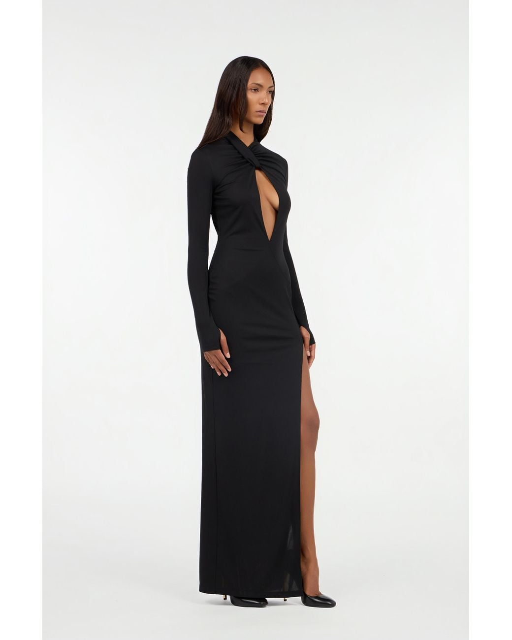 Roberto Cavalli Black Long Dress With Cut-Out And Slit