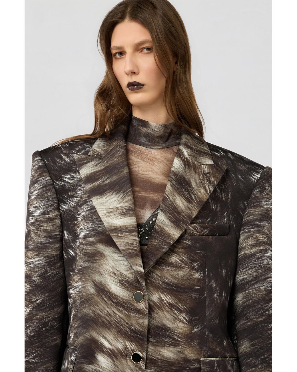 Roberto Cavalli Black Fur Print Jacket