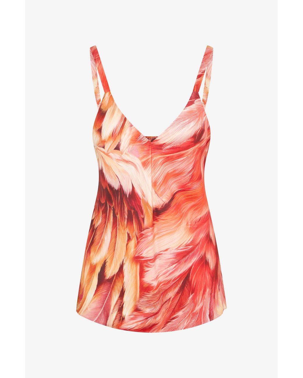 Roberto Cavalli Red Plumange Print Camisole