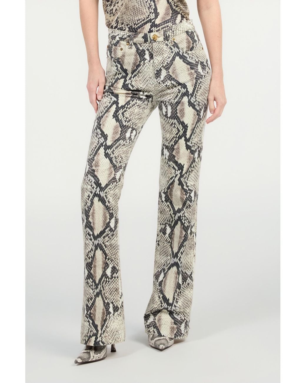 Roberto Cavalli White Rock Jeans With Python Print