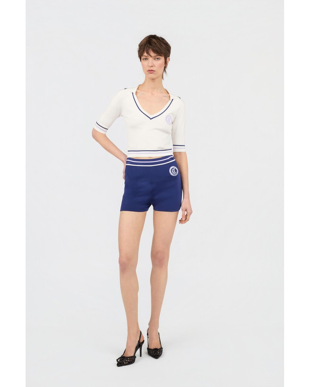 Roberto Cavalli White Knit Crop Top