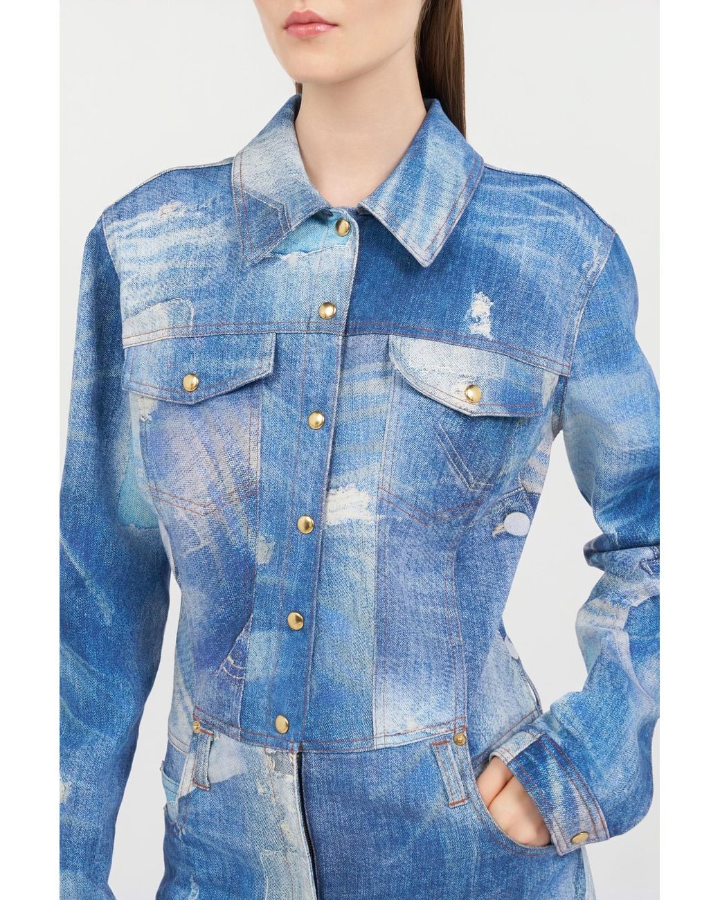 Roberto Cavalli Blue Patchwork Denim Jumpsuit