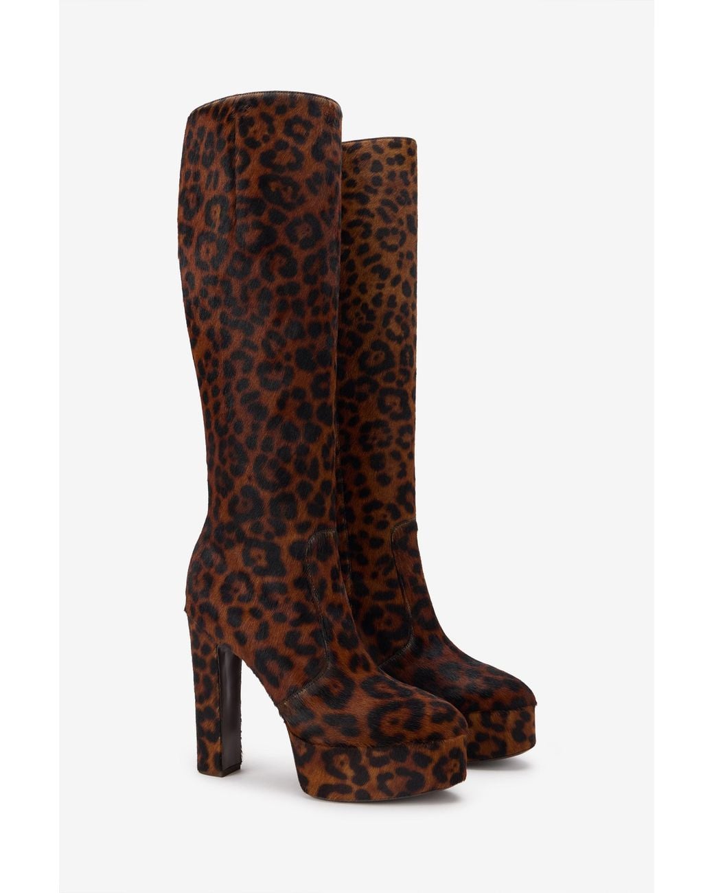 Roberto Cavalli Brown Jaguar Boots With Platform Heel