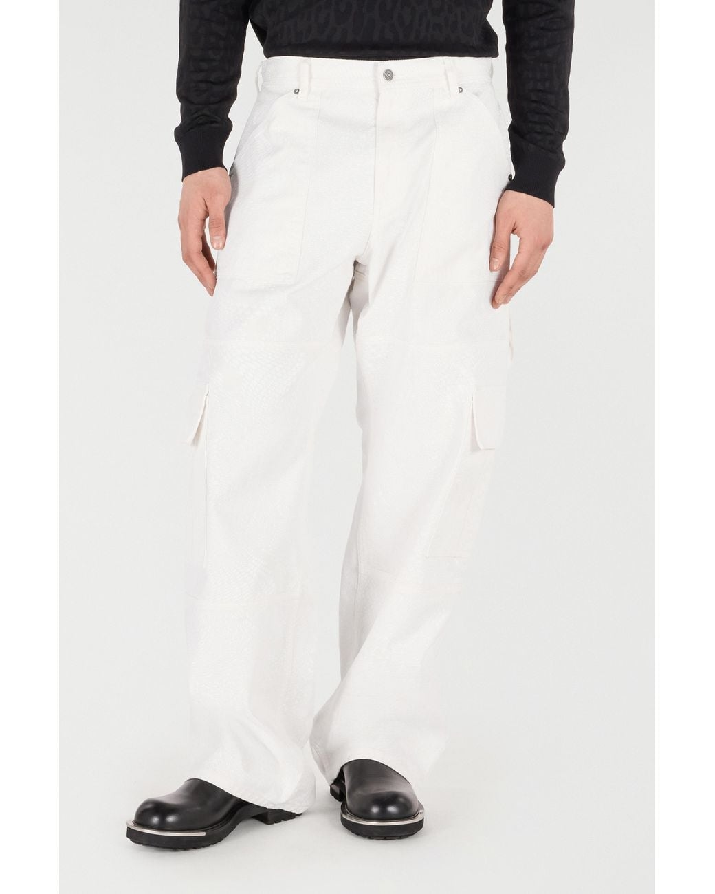 Roberto Cavalli Hose Mit Print Python Und Taschen in White für Herren
