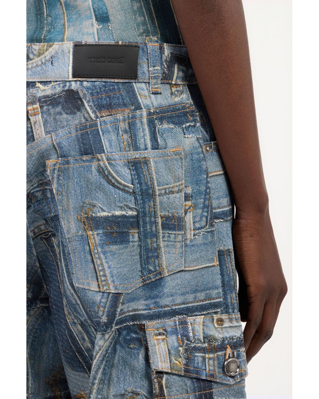 Roberto Cavalli Blue Cargojeans Der Patchwork Capsule Collection