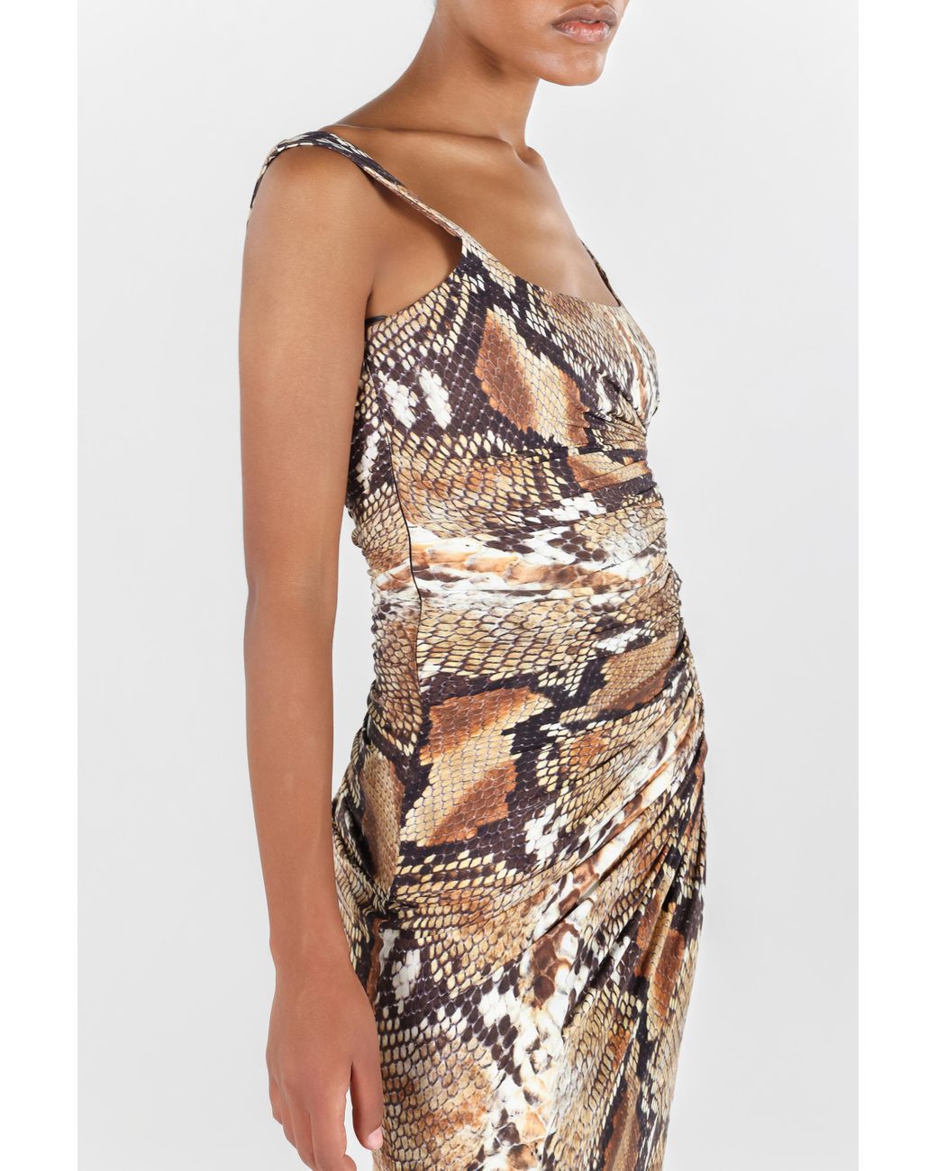 Robe Midi Imprimée Python Roberto Cavalli en coloris White