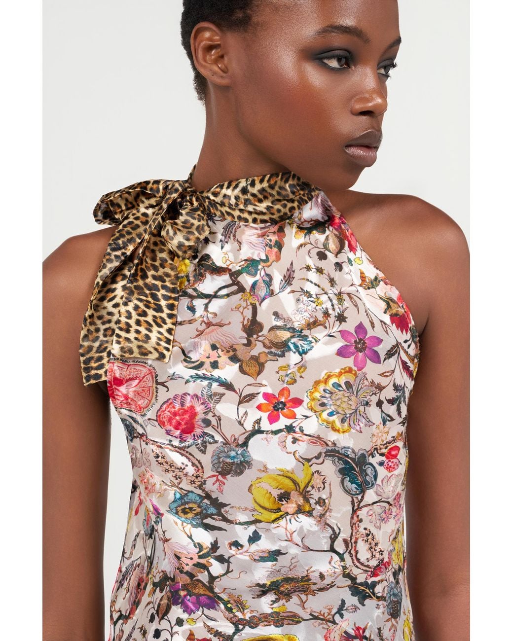 Roberto Cavalli White Top With Florentine Flowers Print