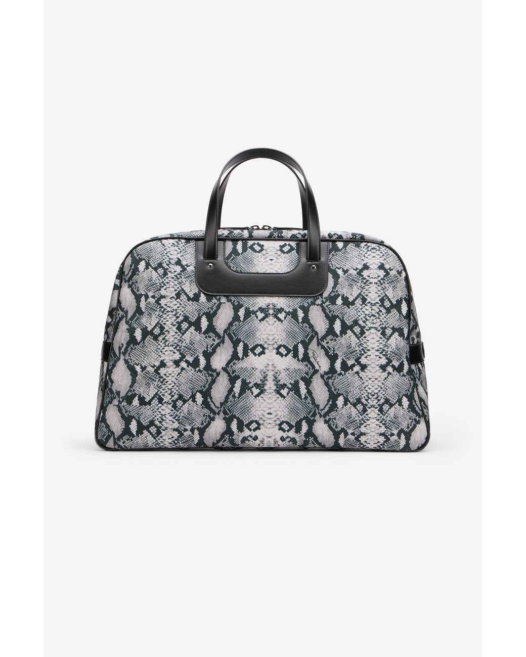 Roberto Cavalli Black Python Print Top Handle Handbag for men