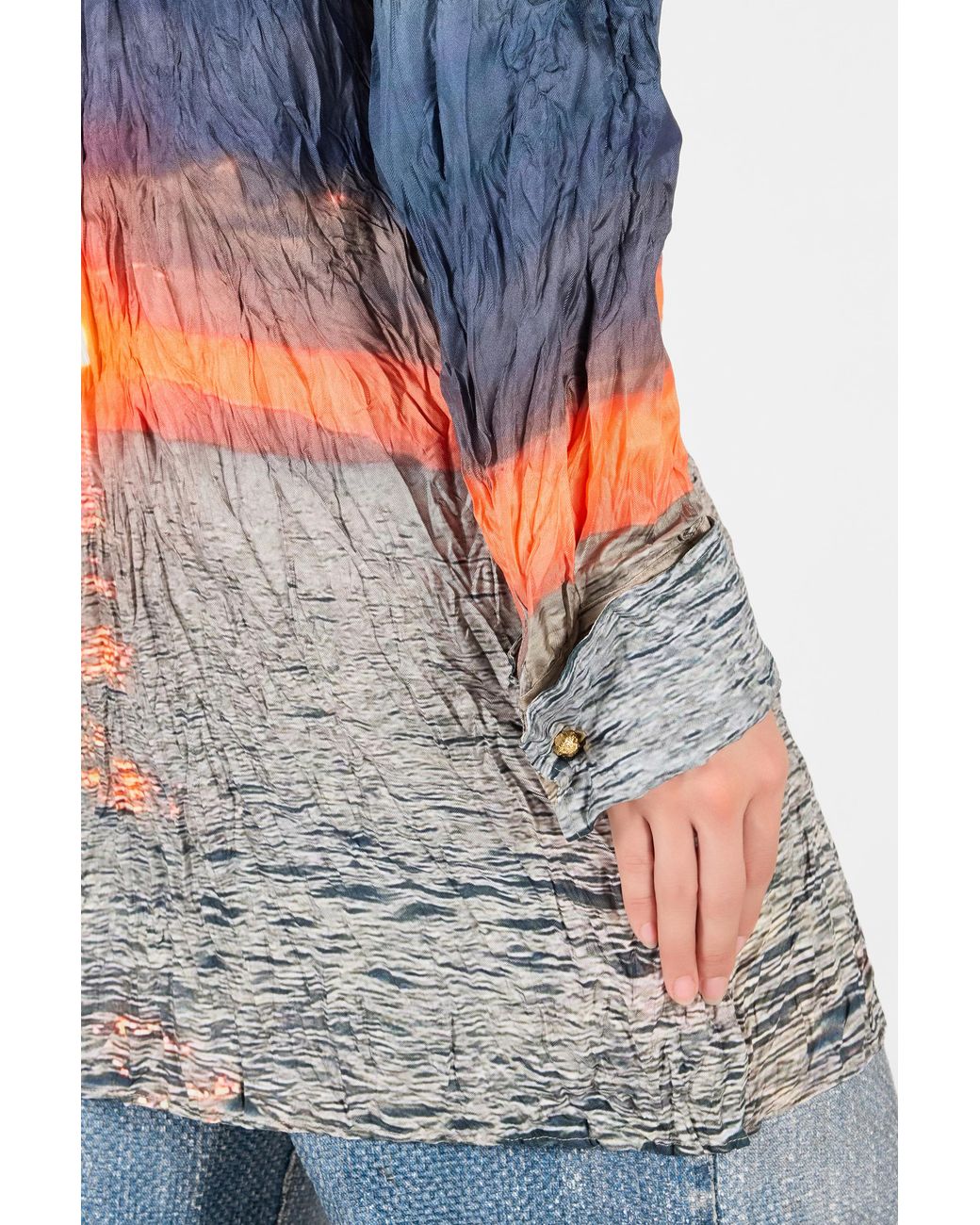 Roberto Cavalli Blue Sunrise Print Dress