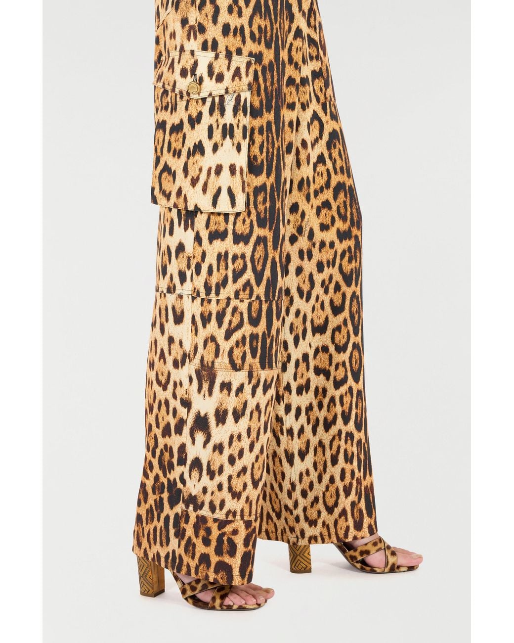 Roberto Cavalli Natural Pants With Jaguar Skin Print