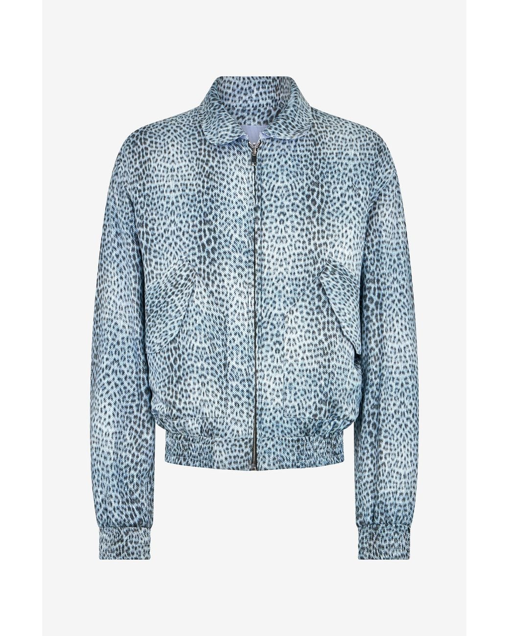 Roberto Cavalli Blue Reversible Bomber Jacket With Baby Jaguar Print for men