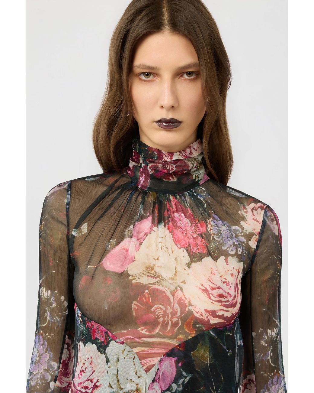 Roberto Cavalli Multicolor Silk Mini Dress With Fiammingo Flowers Print