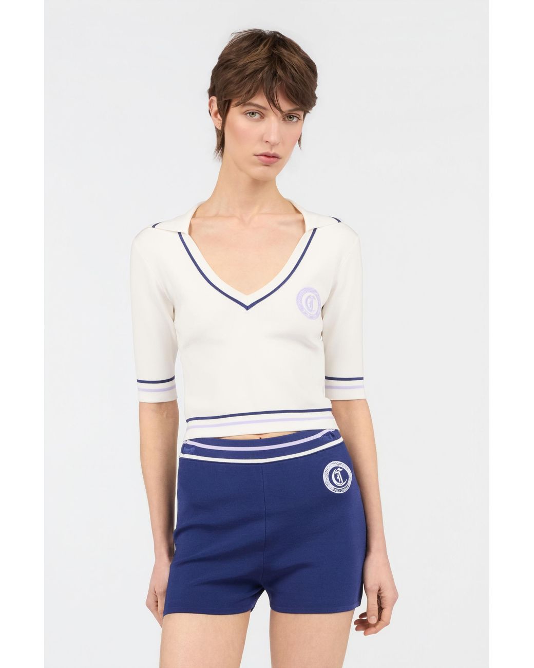 Roberto Cavalli White Knit Crop Top