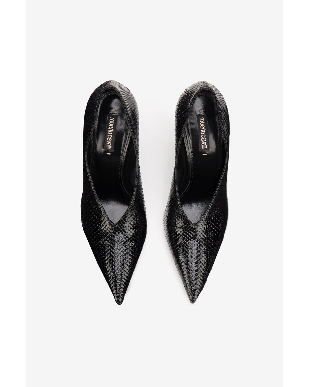Roberto Cavalli Black Snake-Effect Pumps