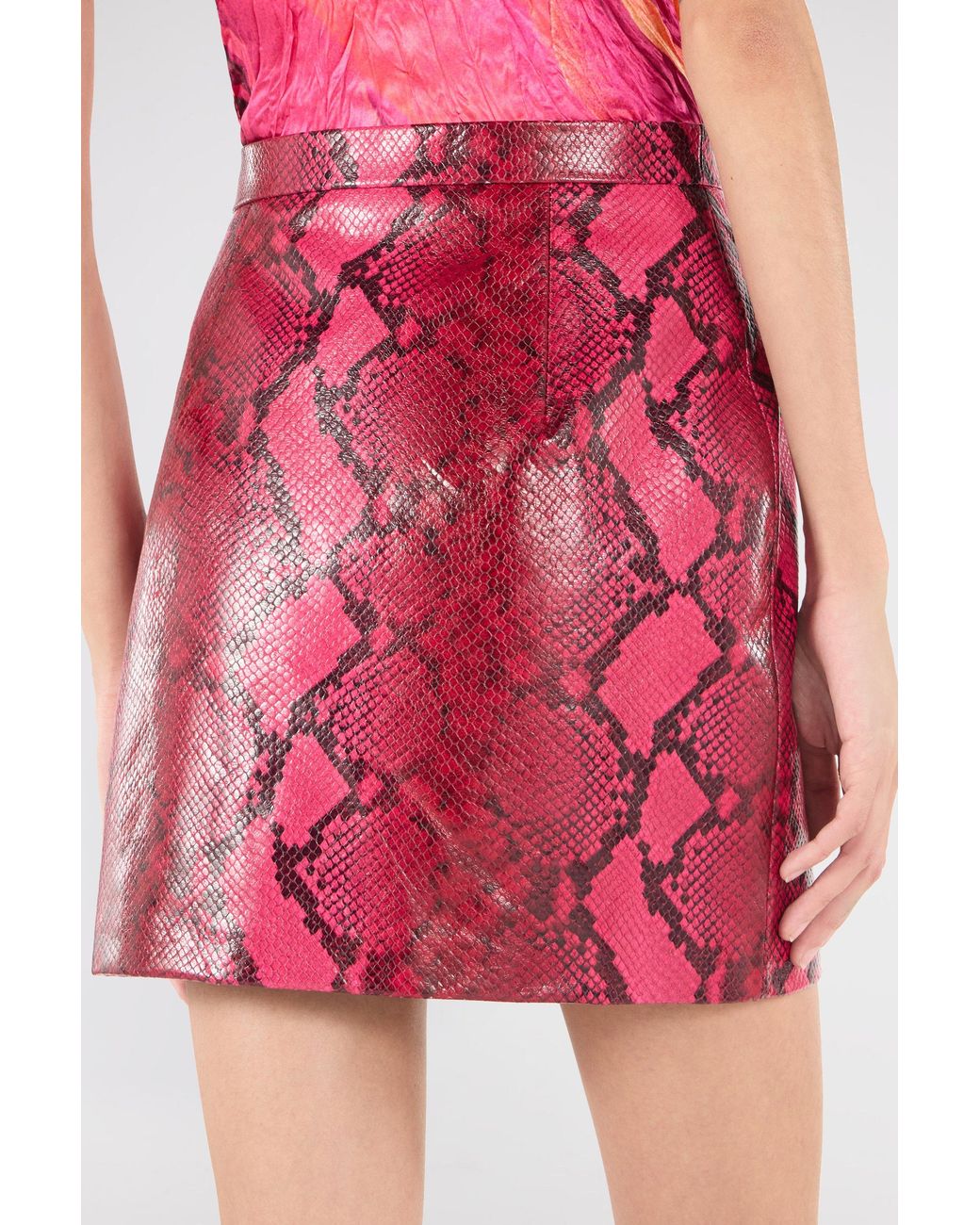 Roberto Cavalli Pink Python-Print Skirt
