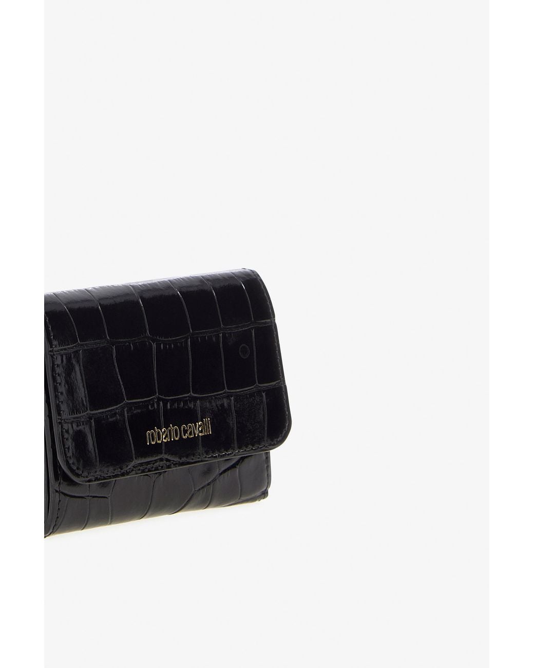 Roberto Cavalli Black Croc-Effect Wallet