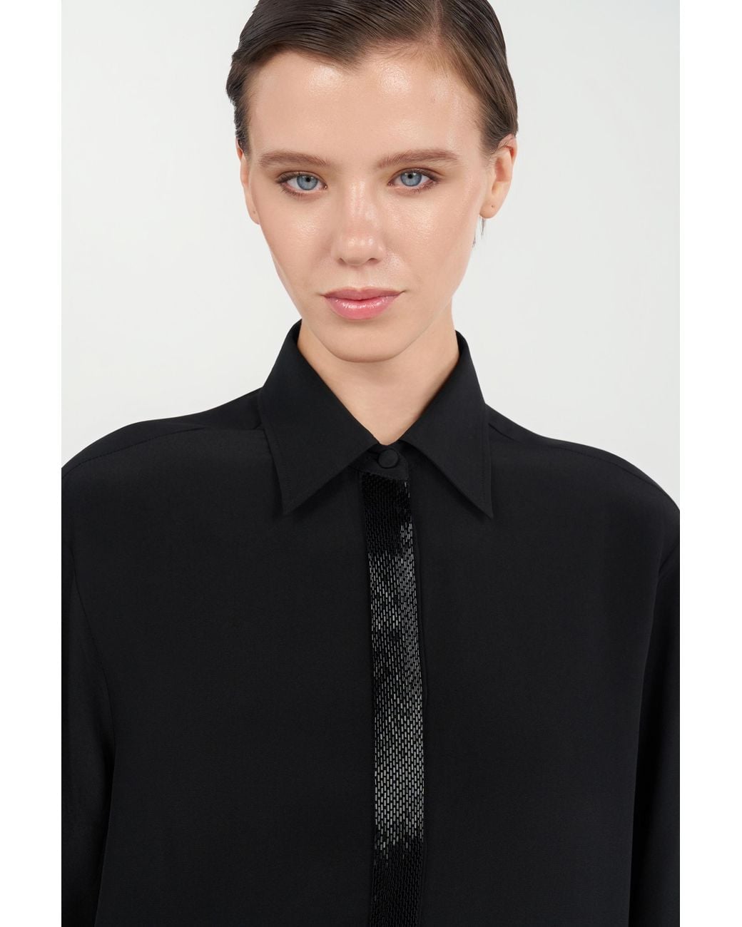 Roberto Cavalli Black Silk Shirt With Shimmering Detail