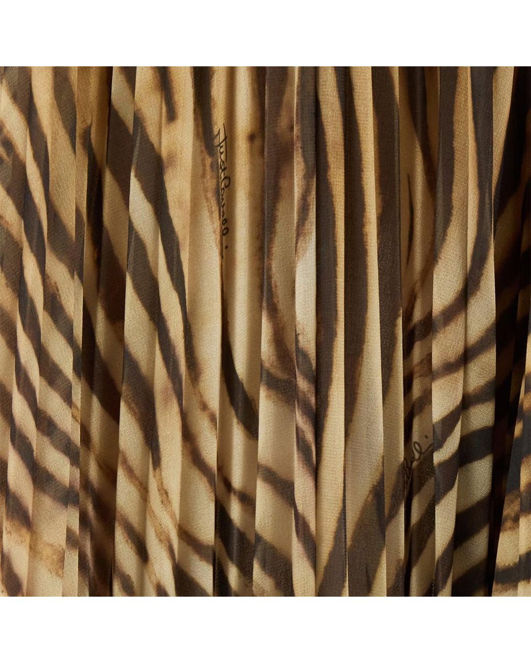 Roberto Cavalli Natural Extra-Long Dress With Tiger Skin Print