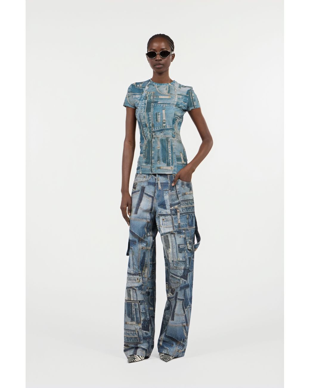 Roberto Cavalli Blue Cargojeans Der Patchwork Capsule Collection