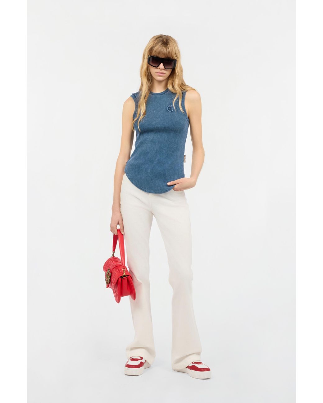 Roberto Cavalli White Flared Stretch Cotton Pants