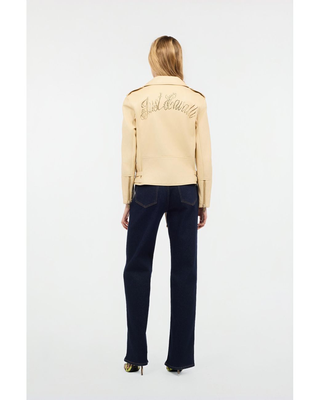 Roberto Cavalli Natural Jacket With Studded Logo