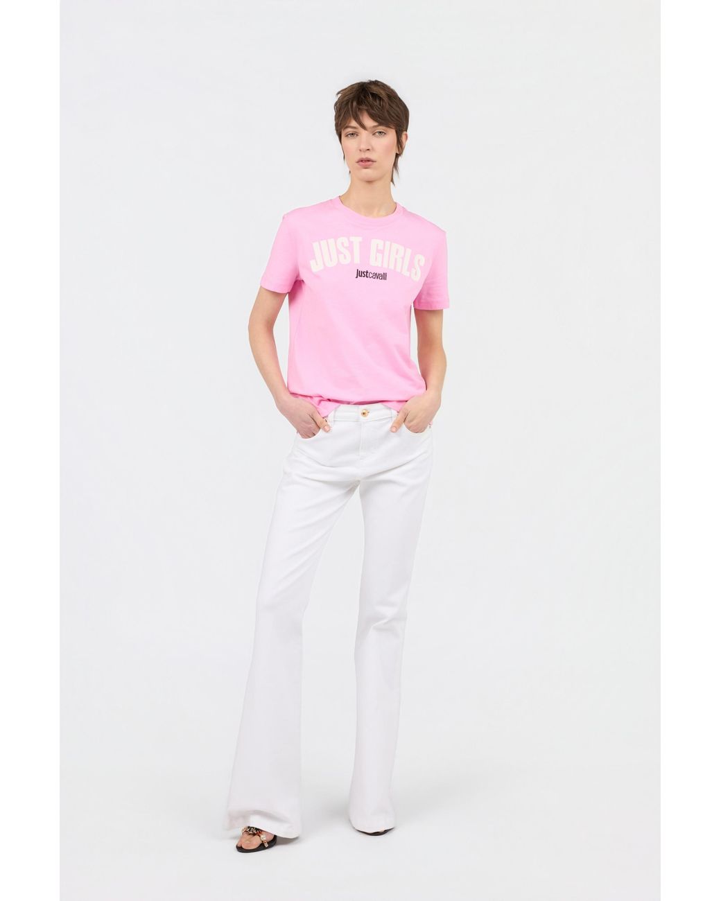 Roberto Cavalli Pink Graphic Print T-Shirt