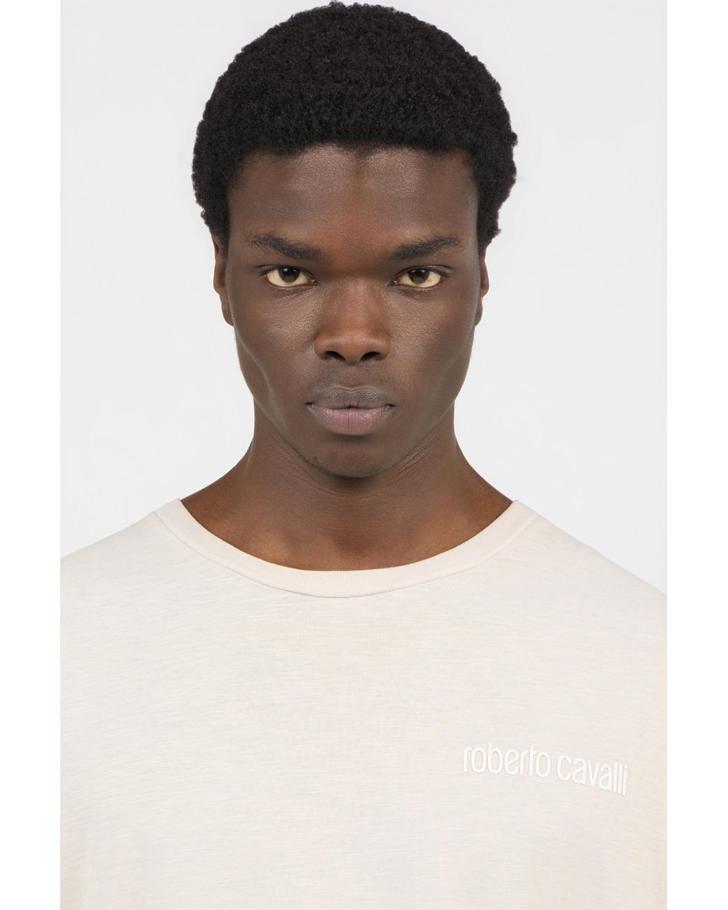 Roberto Cavalli White T-Shirt With Back Snake Print for men