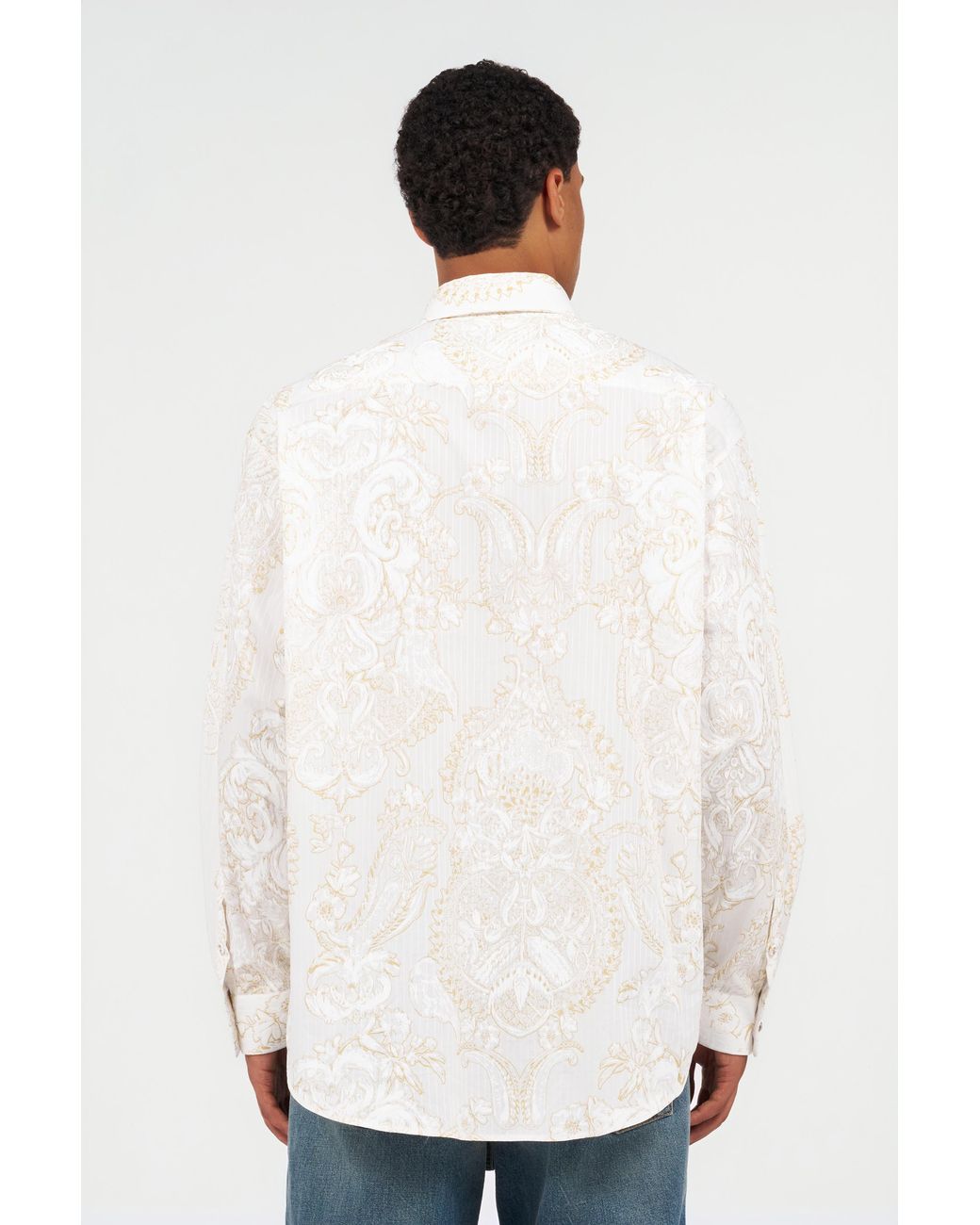 Roberto Cavalli White Shirt With Ornamental Motif for men