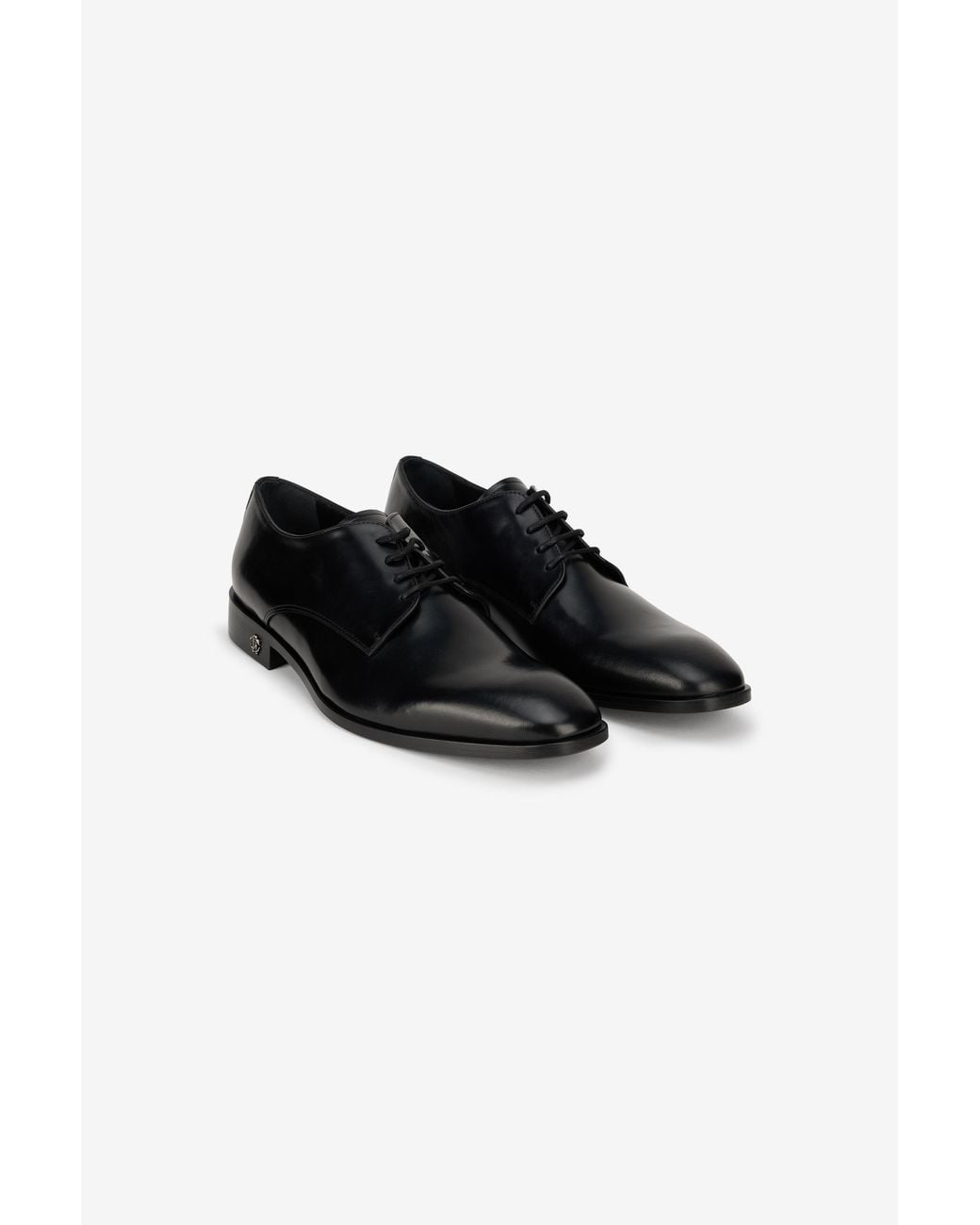 Roberto Cavalli Black Leather Shoes With Laced-Up Detail for men
