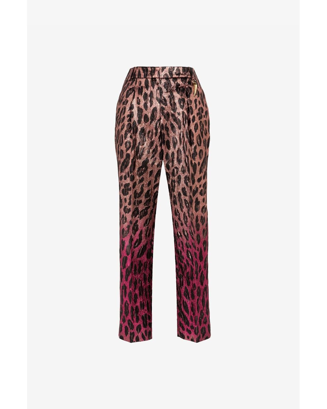 Roberto Cavalli Red Animal-Print Lamé Cropped Trousers