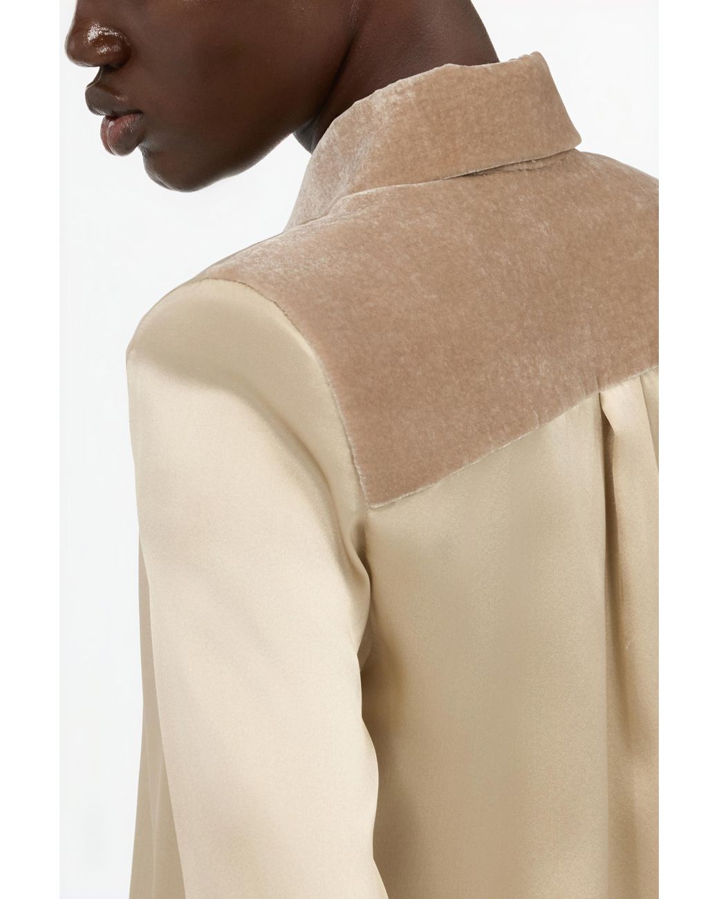 Roberto Cavalli Natural Silk Shirt With Velvet Inserts