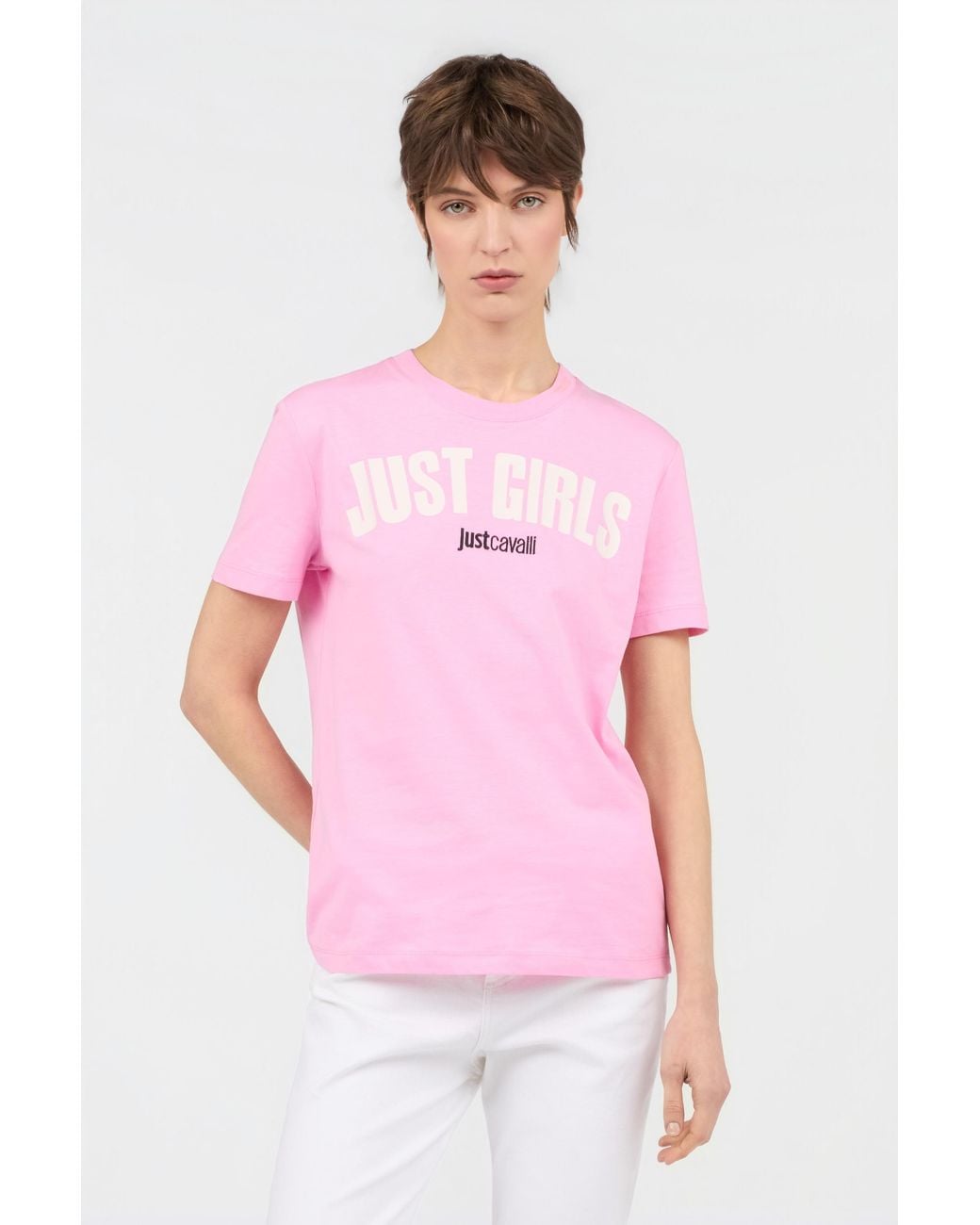 Roberto Cavalli Pink Graphic Print T-Shirt