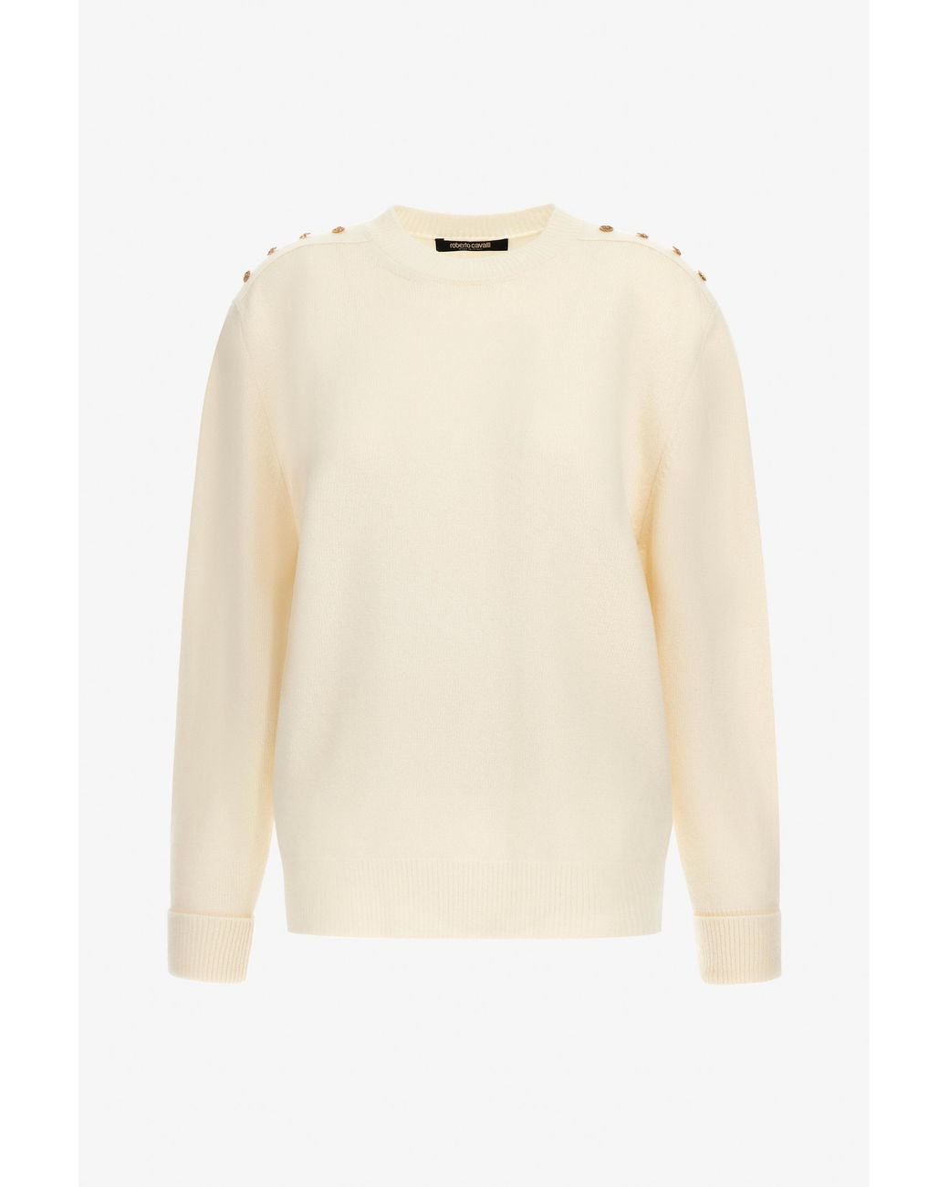 Roberto Cavalli Natural Long-Sleeved Crewneck Pullover