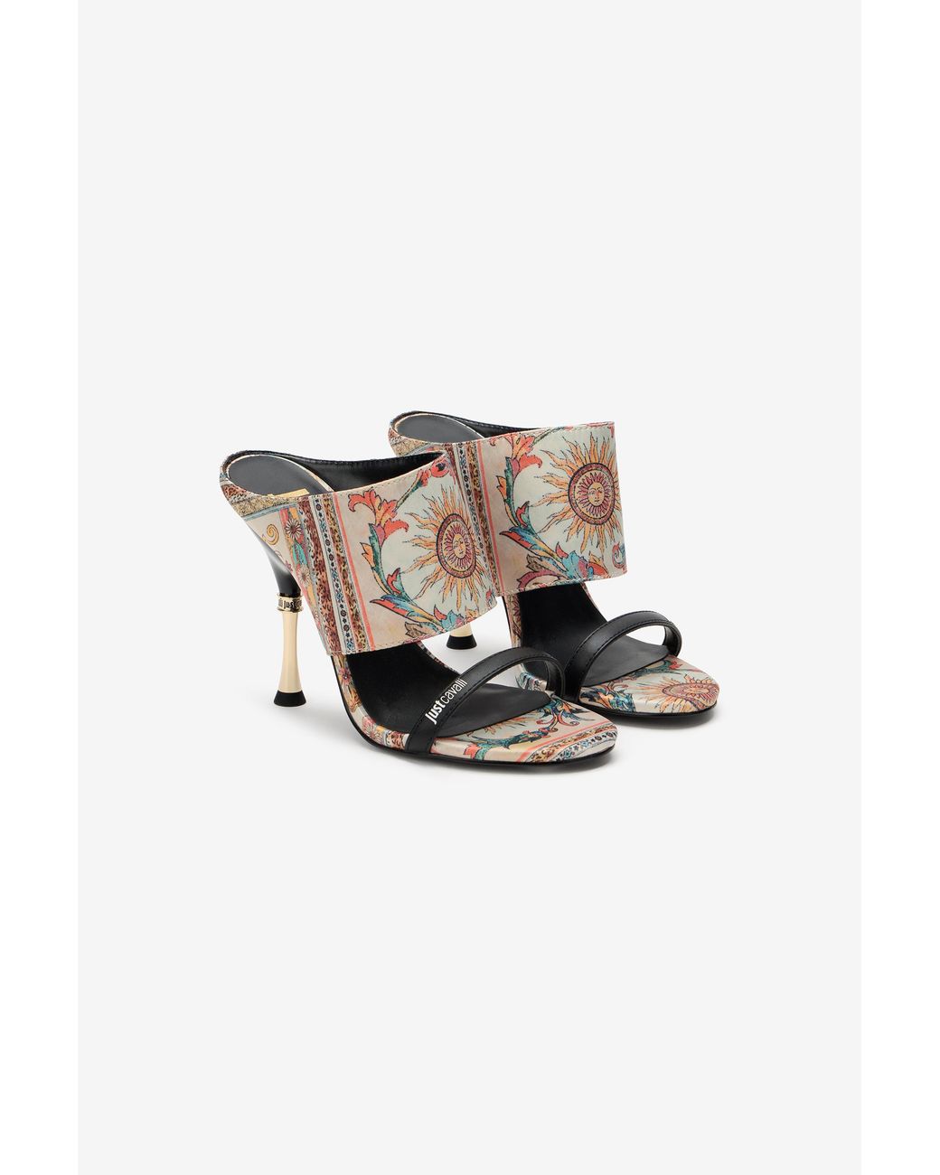Roberto Cavalli Multicolor Sandal With Persian Tarot Print