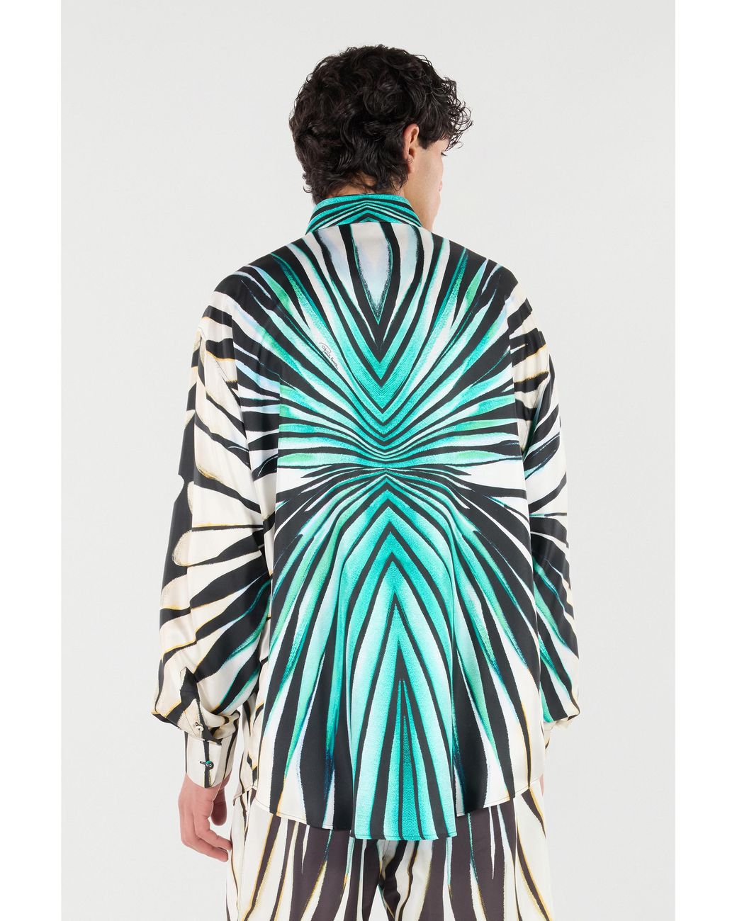Roberto Cavalli Green Ray Of Sea Print Shirt for men