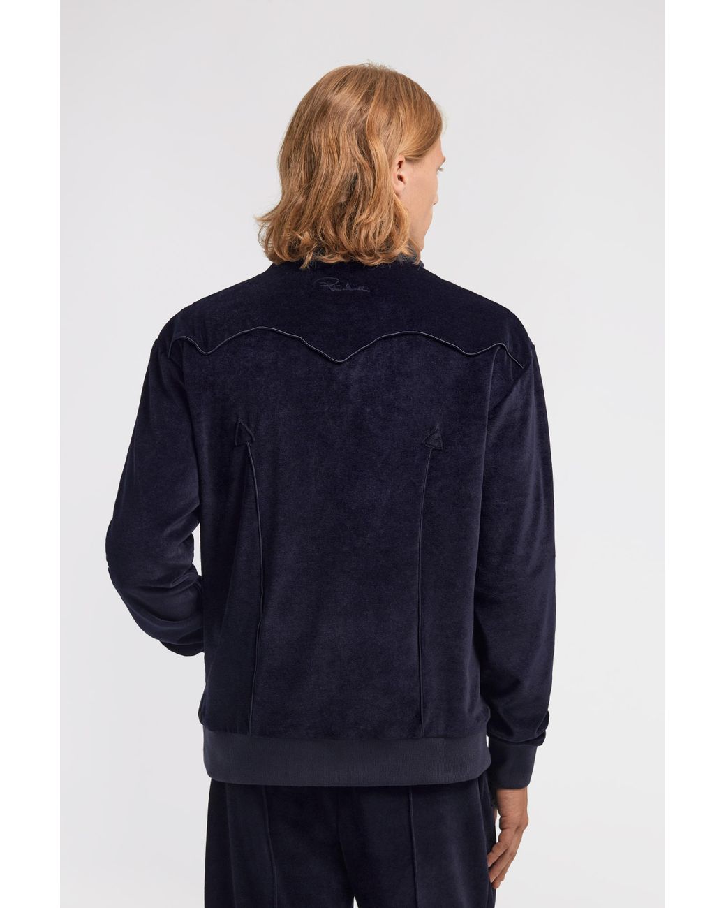 Roberto Cavalli Blue Printed Zipped Sweatshirt for men