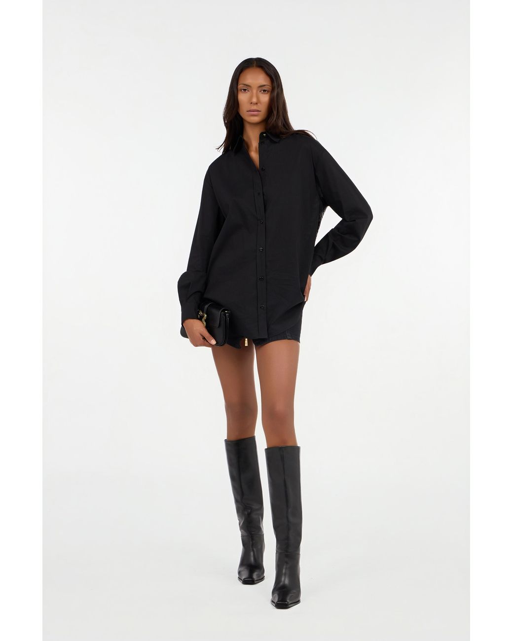 Roberto Cavalli Black Long-Sleeve Solid Color Shirt