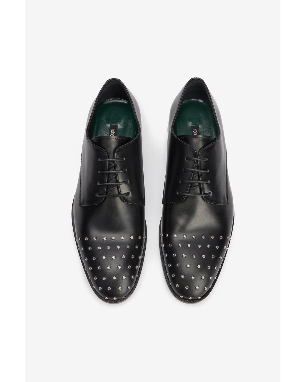 Roberto Cavalli Black Derby Shoes With Studded Toe Cap for men