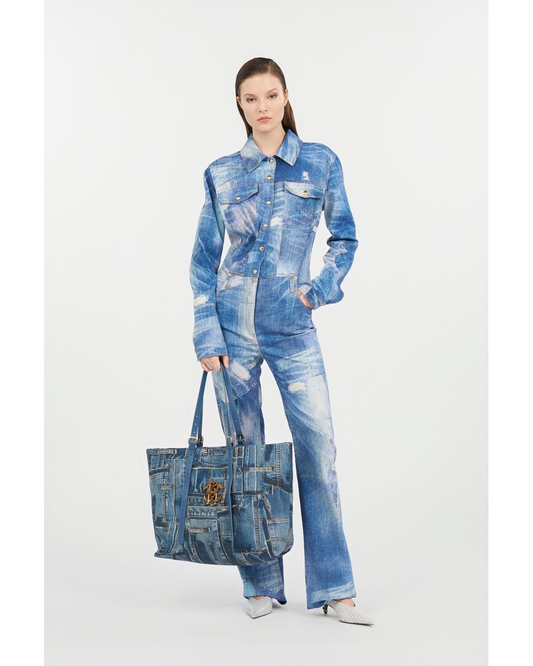 Roberto Cavalli Blue Patchwork Denim Jumpsuit