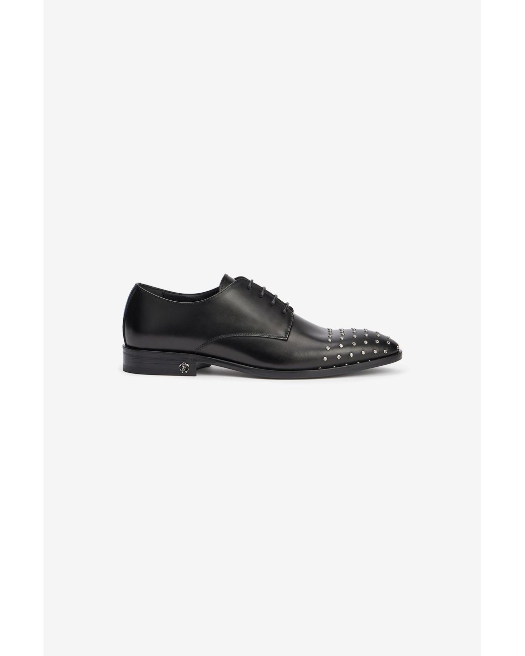 Roberto Cavalli Black Derby Shoes With Studded Toe Cap for men