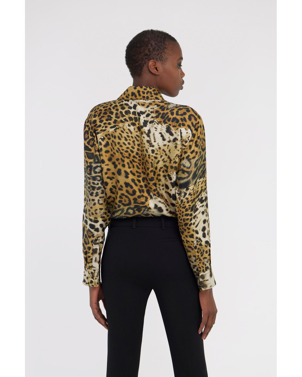 Roberto Cavalli Multicolor Jaguar Skin Print Shirt