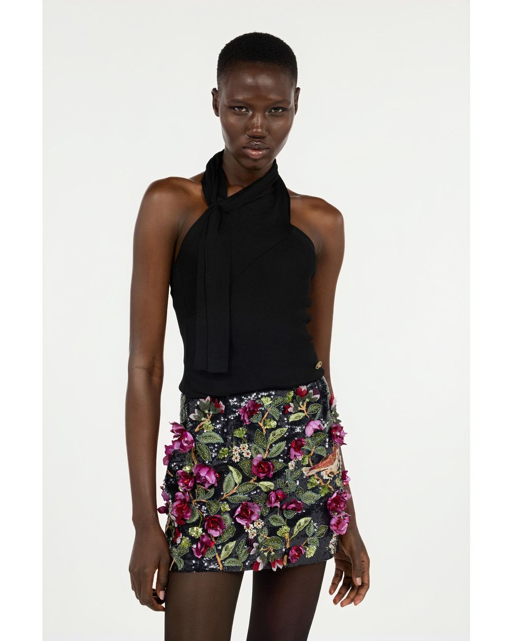 Roberto Cavalli Black Open-Shoulder Knitted Top