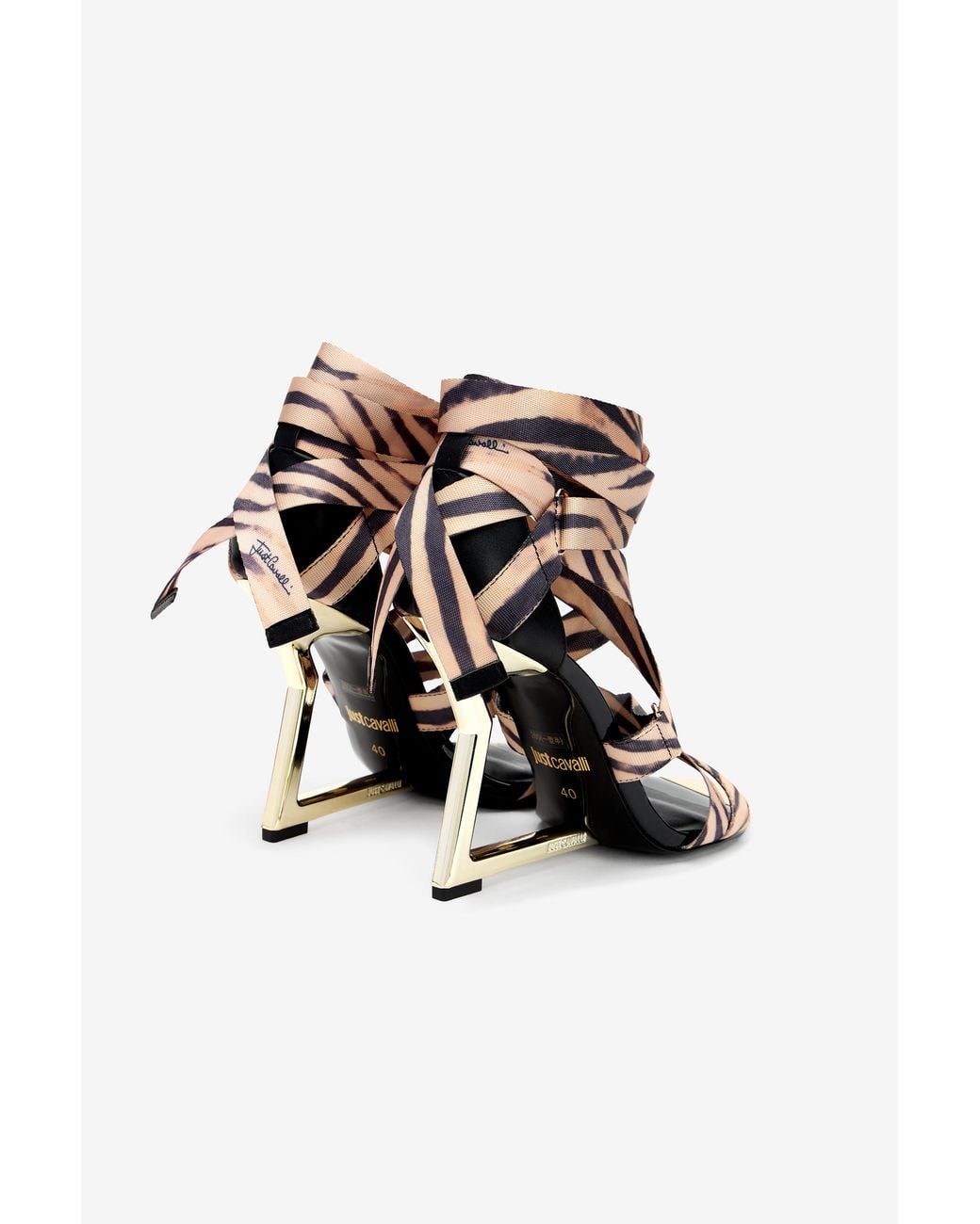 Roberto Cavalli Multicolor Zebra Print High Heel Sandals