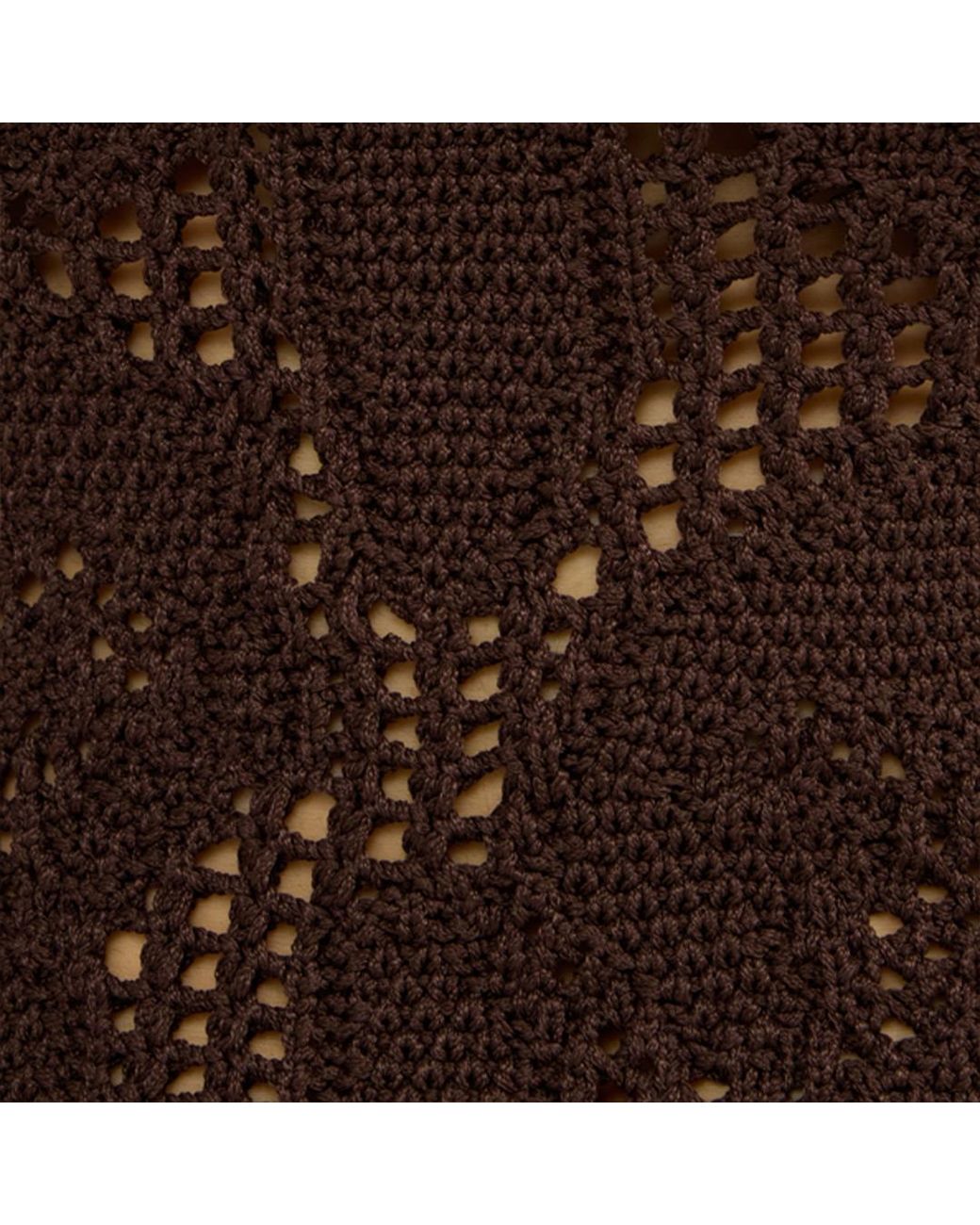 Roberto Cavalli Brown Crochet-Effect Top With Straps