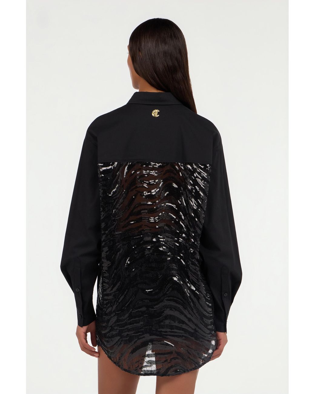 Roberto Cavalli Black Long-Sleeve Solid Color Shirt