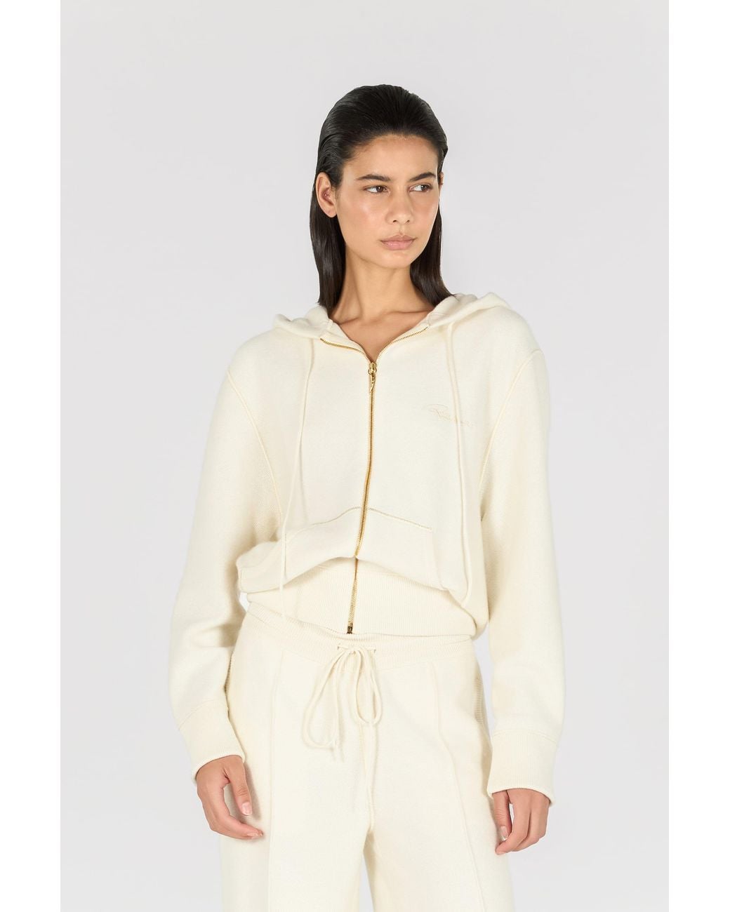 Roberto Cavalli Natural Knitted Zip-Up Sweatshirt