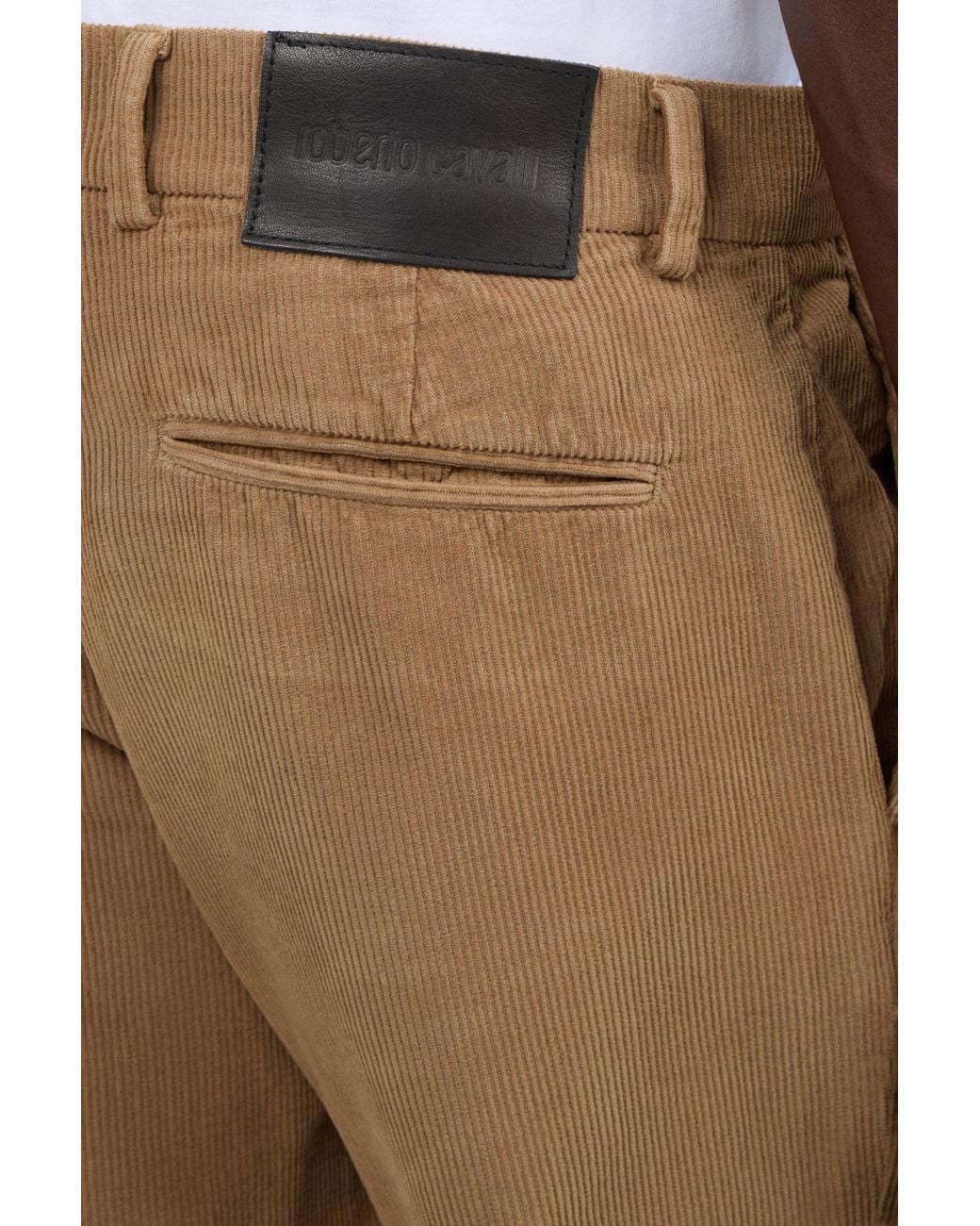 Roberto Cavalli Natural Corduroy Trousers Camel Straight-Leg for men