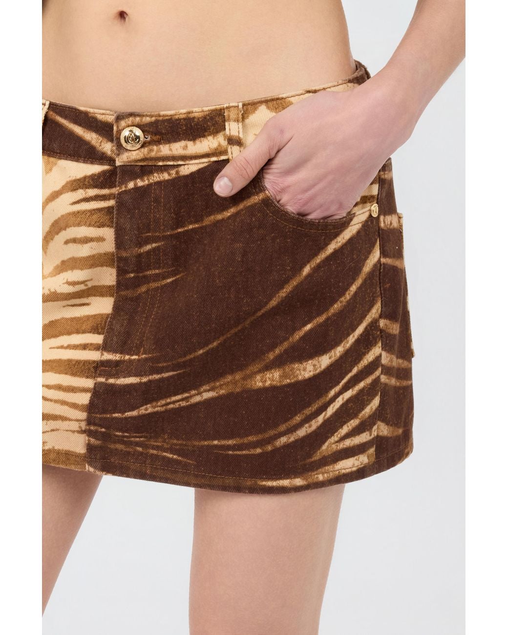 Roberto Cavalli Brown Natural Barb Mini Skirt