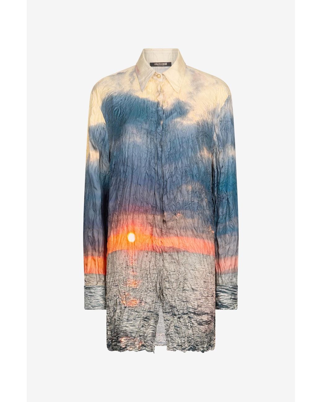 Roberto Cavalli Blue Sunrise Print Dress