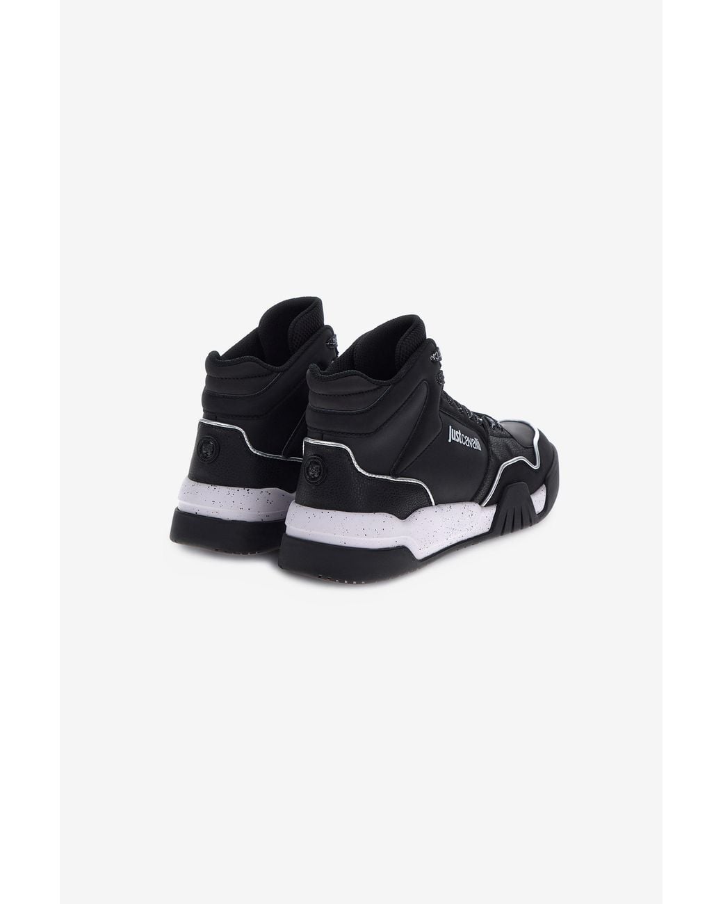 Roberto Cavalli Black Just Cavalli Leather Sneakers for men